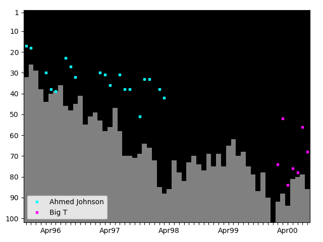 Graph showing Big T Tag history